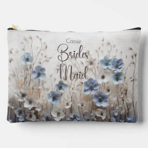 Classic Blue Ivory Romantic Flower Bridesmaid Accessory Pouch