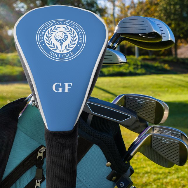Classic Blue Laurel Wreath Custom Name Monogram Golf Head Cover (Creator Uploaded)