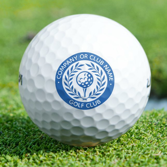 Classic Blue Laurel Wreath Logo Custom Name Golf Balls (Creator Uploaded)