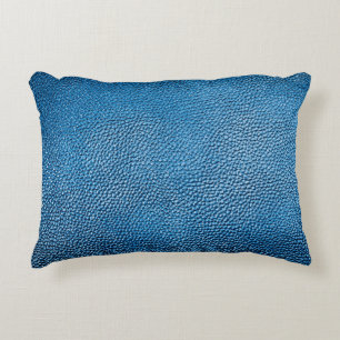 Classic blue leather background texture closeup.bl decorative cushion