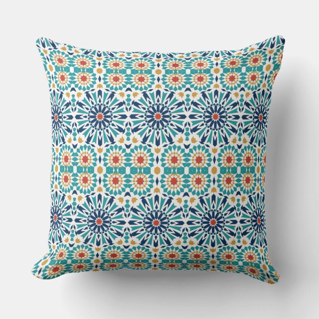 Classic Blue Mandala Pattern Cushion (Front)