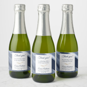 Classic blue modern 1st Communion, Baptism Favours Sparkling Wine Label