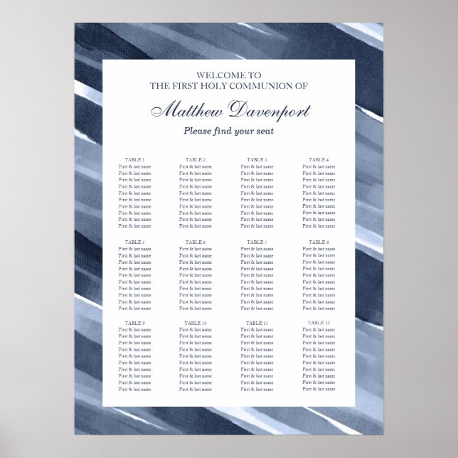 Classic Blue modern Seating Chart (Front)