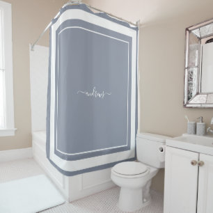 Classic blue Monogram signature Shower Curtain