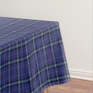 Classic Blue On Blue Plaid  Tablecloth