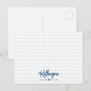 Classic Blue Personalised Knit Stitch Postcard