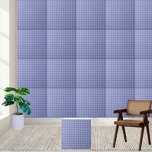 Classic Blue Plaid Pattern- Stylish & Timeless  Tile (Classic Blue Plaid Pattern- Stylish & Timeless Ceramic Tile)