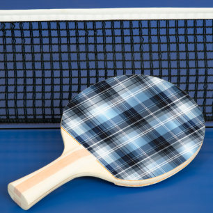Classic Blue Plaid Pattern – Trendy Tartan Design Ping Pong Paddle