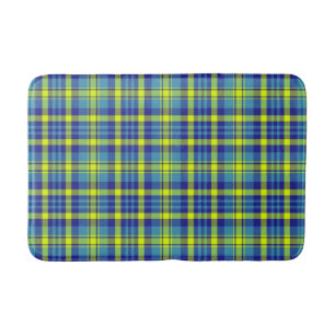 Classic Blue Plaid Tartan Pattern  Bath Mat