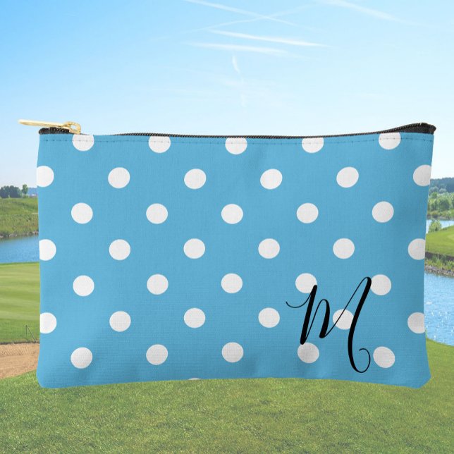 Classic Blue Polka Dots Pattern Makeup or Accessory Pouch (Creator Uploaded)