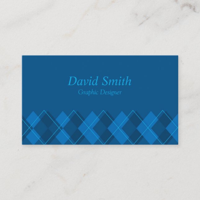 Classic Blue Professional Graphic Designer Business Card (Front)