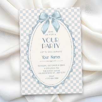 Classic blue ribbon invitation