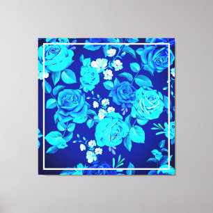 Classic Blue Rose Flowers Pattern-87600 Canvas Print