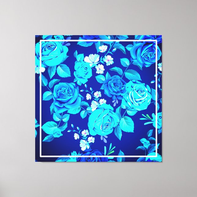 Classic Blue Rose Flowers Pattern-87600 Canvas Print (Front)