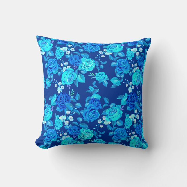 Classic Blue Rose Flowers Pattern-87600 Cushion (Front)