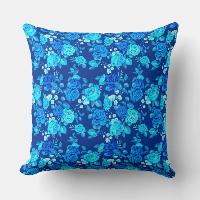 Classic Blue Rose Flowers Pattern-87600 Cushion (Front)