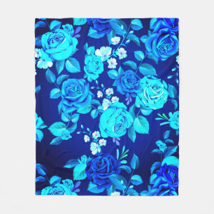 Classic Blue Rose Flowers Pattern-87600 Fleece Blanket