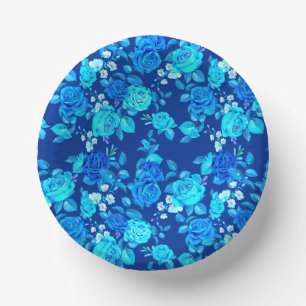 Classic Blue Rose Flowers Pattern-87600 Paper Plate