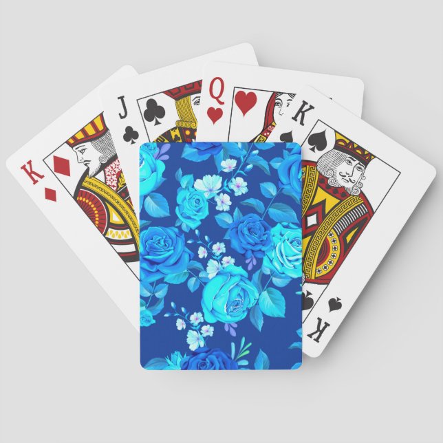 Classic Blue Rose Flowers Pattern-87600 Playing Cards (Back)