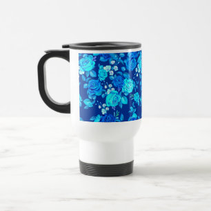 Classic Blue Rose Flowers Pattern-87600 Travel Mug