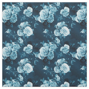 Classic Blue Rose Pattern Fabric