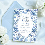 Classic Blue Roses Toile Save the Date Wedding   Invitation<br><div class="desc">✅ For matching items search 231T in my collections ✅ Announce your special day with this Elegant Navy Roses Toile de Jouy Save the Date. Featuring navy, royal, dusty, and deep blue roses in a classic French toile pattern, this floral design adds timeless sophistication to your wedding stationery. Personalised with...</div>