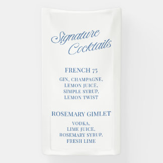Classic Blue Script Wedding Signature Cocktails  Banner