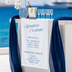 Classic Blue Script Wedding Signature Cocktails  Banner