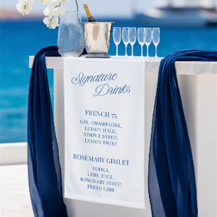 Classic Blue Script Wedding Signature Drinks Banner