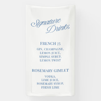 Classic Blue Script Wedding Signature Drinks Banner