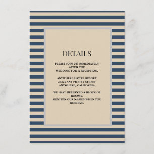 Classic Blue Stripes Framed Details Wedding Enclosure Card