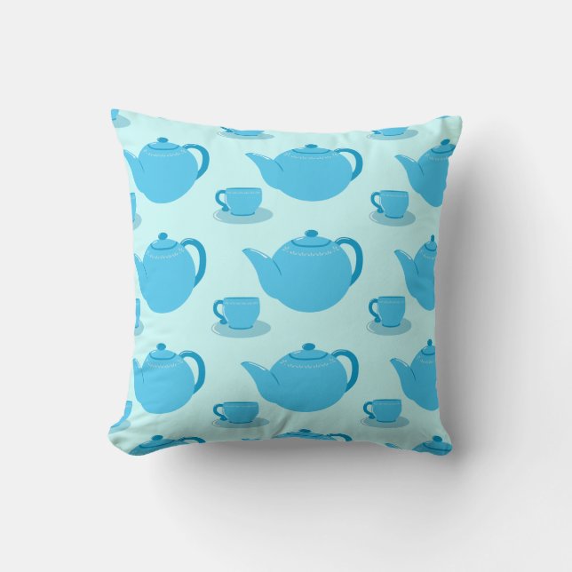 Classic Blue Teapot Cushion (Front)