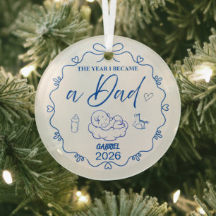 Classic Blue The Year I Became A Dad Custom Glass Tree Decoration