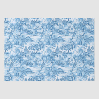 Classic Blue Toile Landscape Tissue Paper