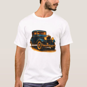 Classic Blue Vintage Car T-Shirt – 1930s Retro Cou