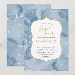 Classic Blue watercolor floral bridal shower Invitation