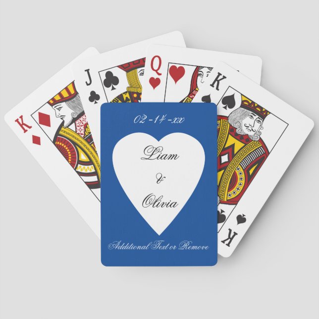 Classic Blue Wedding Playing Cards (Back)