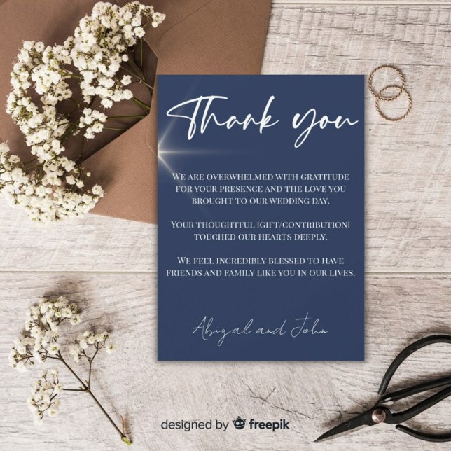 Classic blue wedding thank you card (Creator Uploaded)