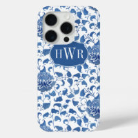Classic Blue & White Antique Chinoiserie Monogram