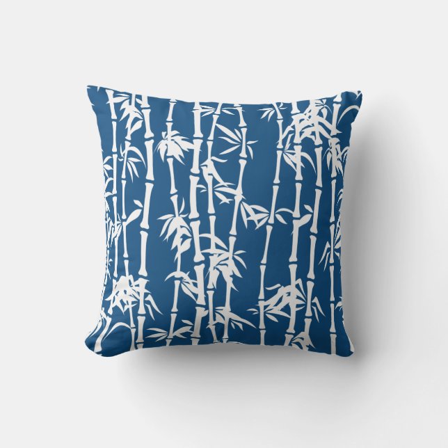 Classic blue, white bamboo custom cushion (Front)