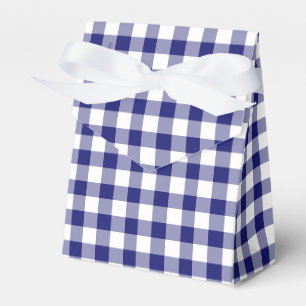 Classic Blue White Checked Gingham Pattern Favour Box