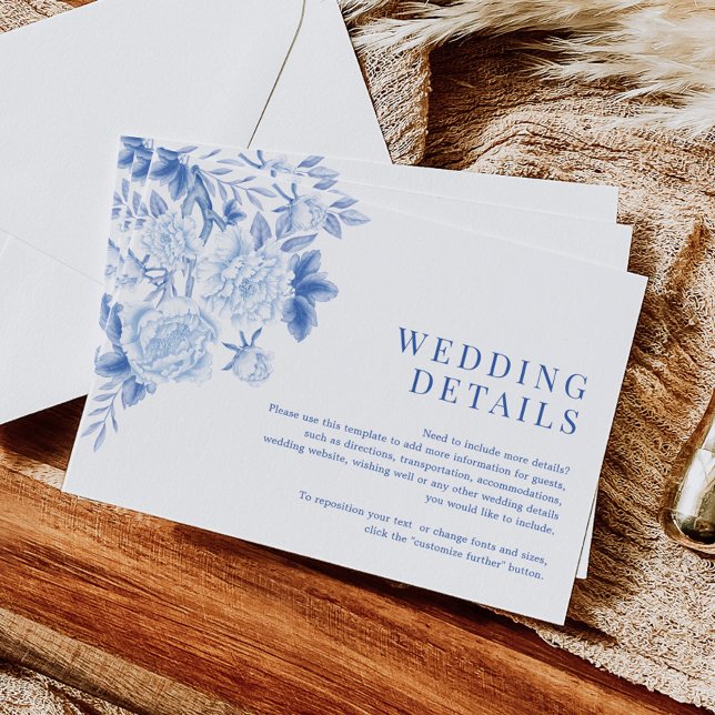 Classic Blue White Chinoiserie Wedding Details Enclosure Card (Creator Uploaded)