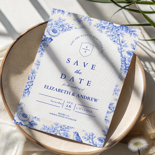 Classic Blue White Chinoiserie Wedding Save The Date (Creator Uploaded)