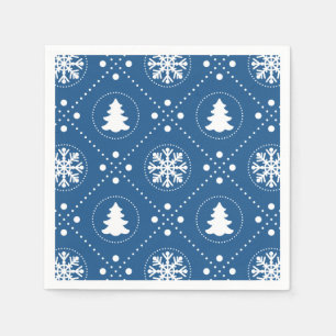 Classic Blue White Christmas Pattern Napkin