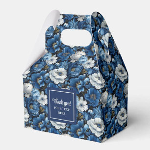 Classic Blue White Flowers Custom Name Favour Box