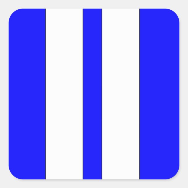 Classic Blue & White Retro Car Racing Stripes Square Sticker (Front)