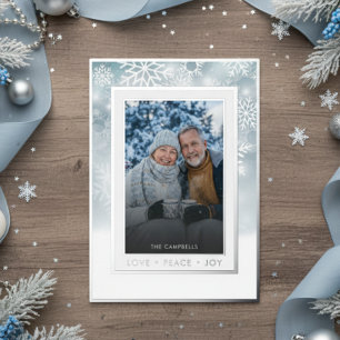 Classic Blue White Snowflake Love Peace Joy Photo