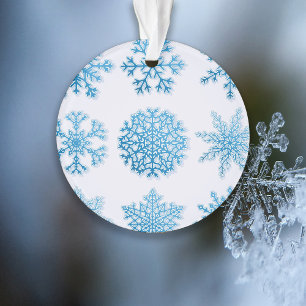 Classic Blue & White Snowflakes Christmas Ornament