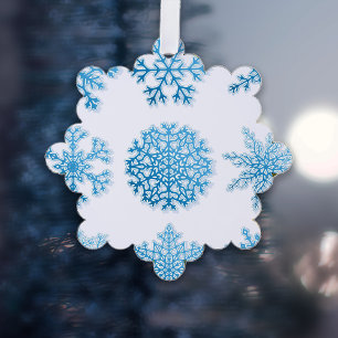 Classic Blue & White Snowflakes Christmas Tree Decoration Card