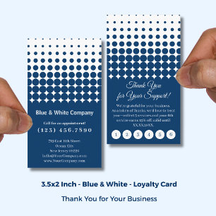 Classic Blue & White Thank You Punch Loyalty Card